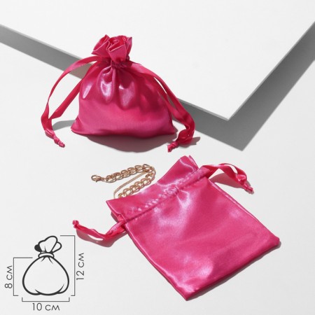 Satin gift bag, 10 × 12 cm, fuchsia color