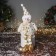 Soft toy "Snowman in a suit with stars and in a cap" 46x19 cm, golden-white