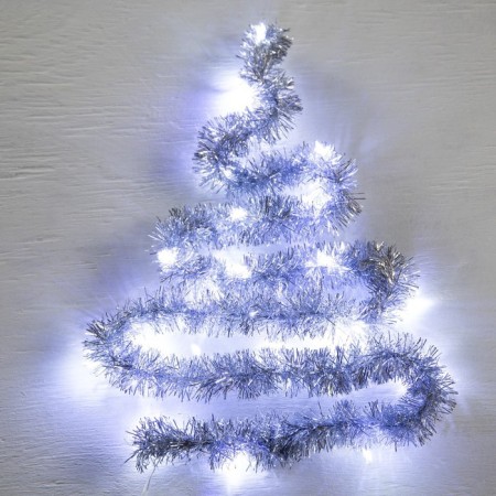 Girland "Mishura" 1 m Rosa, IP 20, silver thread, 22 LED, 8 layers, D = 3 cm, glow white, CR2032X2