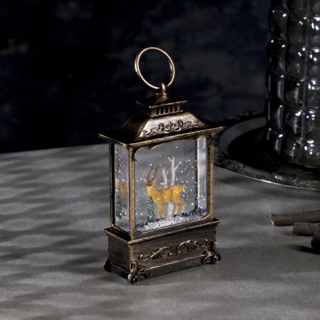LED figure “Lantern with a deer” 7.6 × 13.5 × 3.2 cm, plastic, sparkles, batteries AG13x3, glow warm white-1