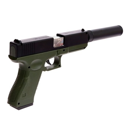 Glock Pistol, with sleeves, muffler, shoots soft bullets-2