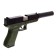 Glock Pistol, with sleeves, muffler, shoots soft bullets