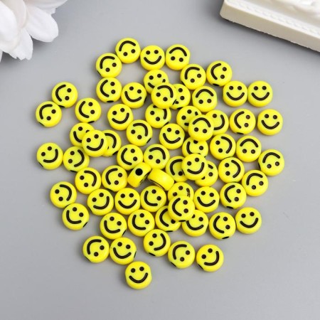 Beads for creativity Plastic "Yellow Smile" Circle set 20 g 0.5x1x1 cm-2