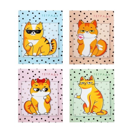 Notebook of 48 sheets in Calligrata Catca "Cats", covered cardboard, OFSET block, mix-1