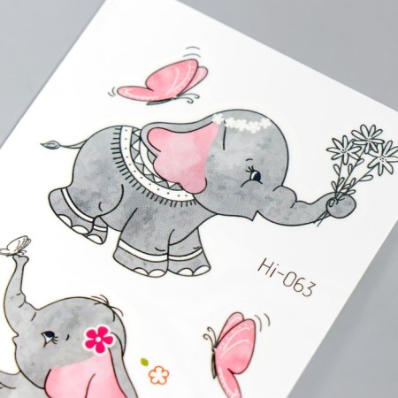 Tattoo on the body color phosphorus "animals on balls/elephants" mix 6x10.5 cm-3