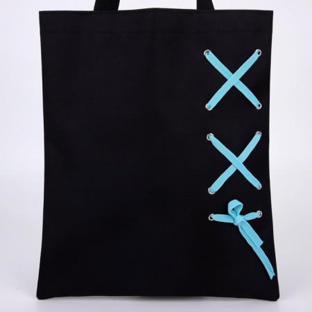 Shoper with tape, black color, 35 x 1 x 40 cm-4