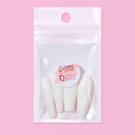 Patching nails, 24 pcs, ballerina shape, white color-4
