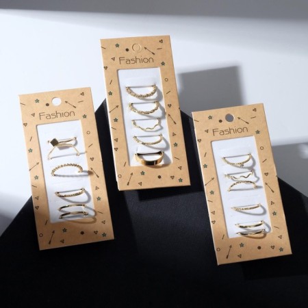 Set of rings 5 ​​pieces "perfect fingers" aura, white color in gold-3
