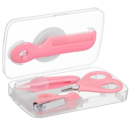 A child’s care set, 5 items (comb, tweezers, scissors, a knipser, saw), pink color-10