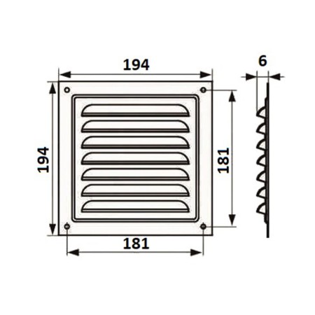 Ventilation grate Zein Lux RM1919, 190 x 190 mm, with a grid, metal, white-6