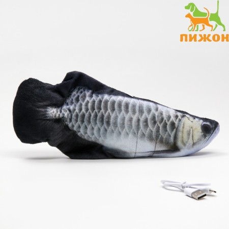 Toy for cats "thick-roller" with a moving tail and with a USB-ship, 28 cm