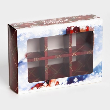 New Year. Box under 6 sweets "with New GOD!", 13.7 x 9.8 x 3.8 cm, confectionery packaging-1
