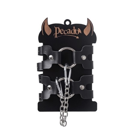 OCHOV Pecado BDSM, two straps, genuine leather, black-6