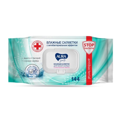 Wet Aura Family napkins, with an antibacterial effect of 144 pcs.-3