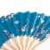 Fan bamboo, textile h = 21 cm bend, with a brush "flowers" in a box, blue