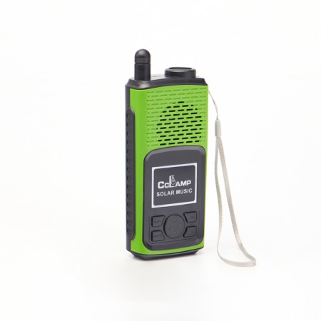 Battery Light, 1,500 mAh, radio, column, with a solar battery, green