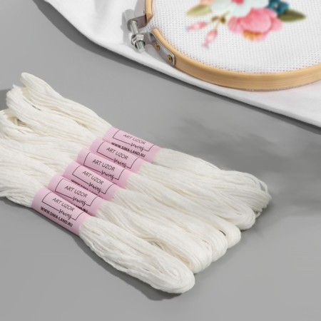 Muline threads, cotton, 8 ± 1 m, white Blanc color-1