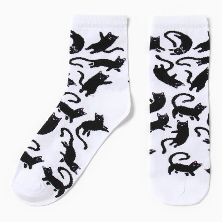 Women's socks "cats" white color, rr 38-40 (25 cm)
