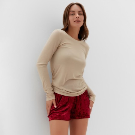 Home Home (longsliv and shorts) KAFTAN "velvet", 44-46, Bordeaux/beige-2