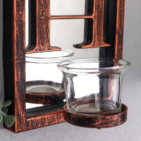 Climber Plastic, glass for 1 candle "Reflection of faith" D-4 cm old. bronze 8x12x41 cm-3