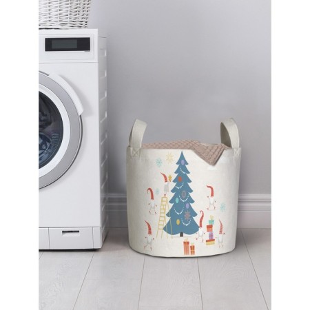 Basket for storing things "Gnomes decorate the Christmas tree", size 35x35 cm