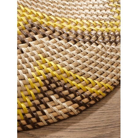 Decorative wicker rattan "Flower", 50x50x5 cm, black and yellow-3