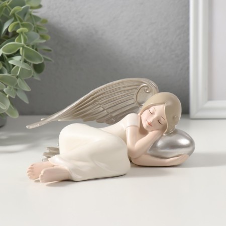Polystone souvenir "Sleeping angel with silver wings" 14x10x7 cm