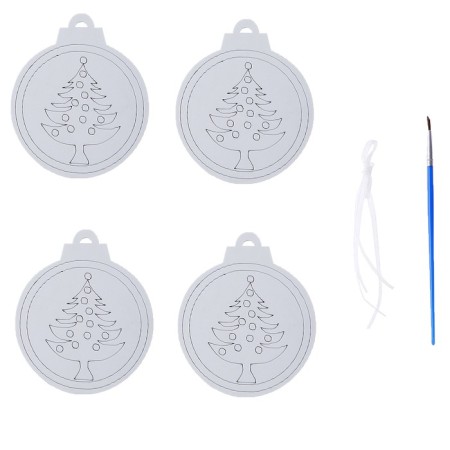 Christmas tree decoration for painting "spruce" 4 pcs., Brush-1