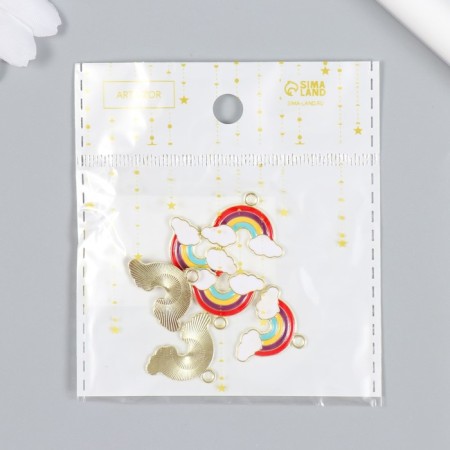 Decor for creativity metal, enamel "Rainbow in the clouds" 1.3x1.8 cm-4