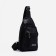 Male sling bag, artificial leather, headphone opening, black color
