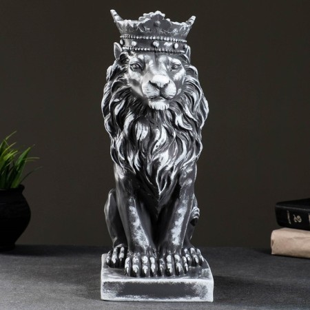 Piggy bank "Leo with the crown" Gray stone, 19x14x35cm-3