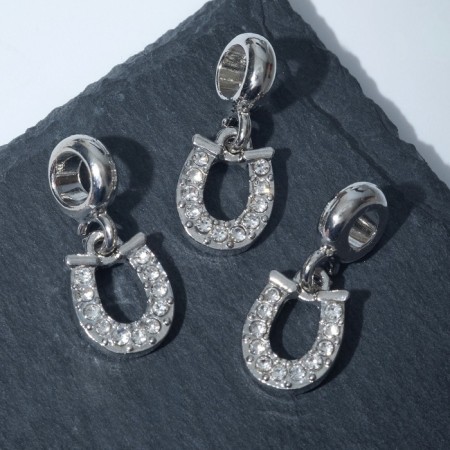 Suspension "horseshoe", white color in silver-1