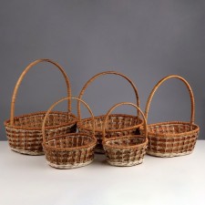 A set of baskets, 5 pcs, 34x30x12/40; 31x27x12/38; 27x23x11/35; 25x20x11/37; 20x16x9/28 cm, vine