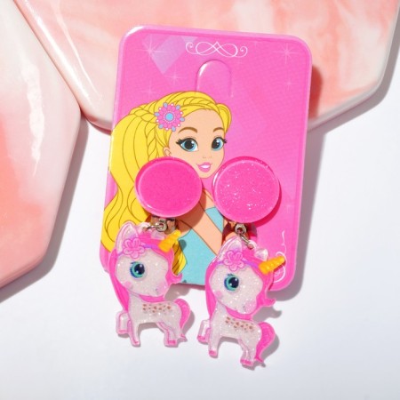 Clips children's “chosen” fairy tale, unicorn with a flower, pink color-2