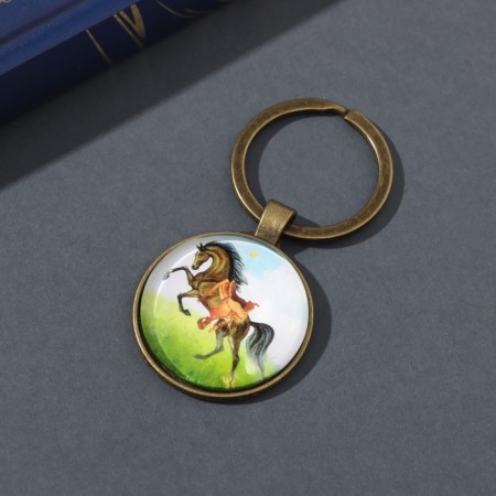 Trick Glass, Metal "Circle. Watercolor. Bogatyr horse" d = 3 cm-1