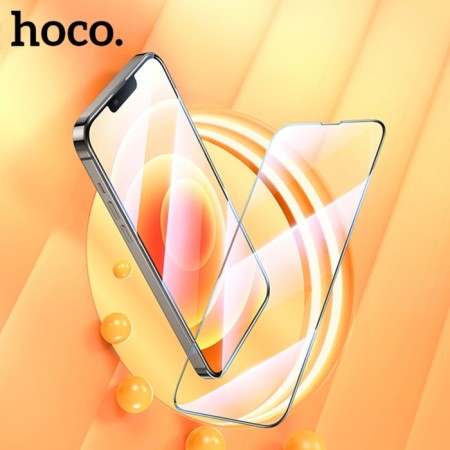 Hoco protective glass for iPhone 14/13/13 Pro, with a frame for installation, full glue, 0.33 mm-7