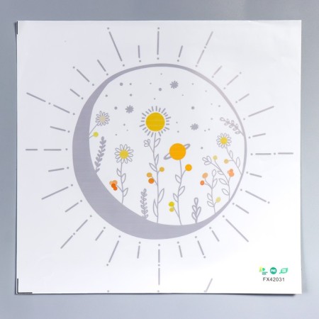Sticker Plastic Interior Color "Sun and Flowers" 37.5x39 cm-1