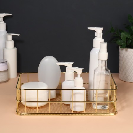 Organizer for storing cosmetic supplies "Rafael", 24.5 × 16.5 × 6.5 cm, golden color-2