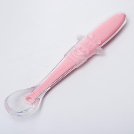 Spoon silicone children's "giraffes", pink color