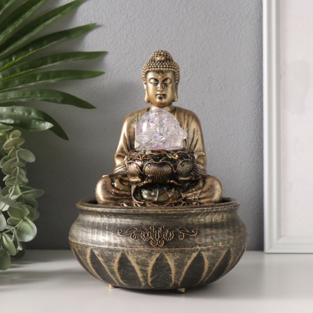 The desktop fountain from the network, backlight "Buddha in front of the lotus" 16x16x22 cm-1