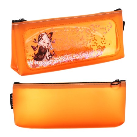 Penal soft, 1 compartment, 35 x 210 x 90 mm, voluminous, Colorio "Anime", silicone, orange