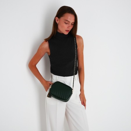 Bag Cross-Bodi with a zipper, green color-8