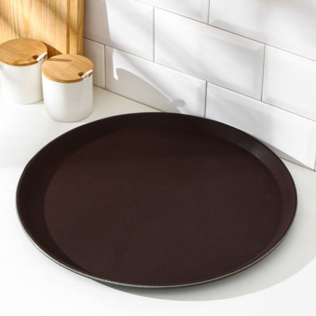 Runned tray, d = 40 cm, brown color-1