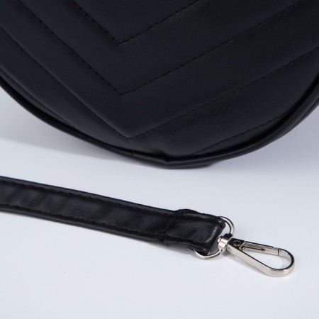 Women's Bag round of artificial leather, 18x18 cm, black color-5