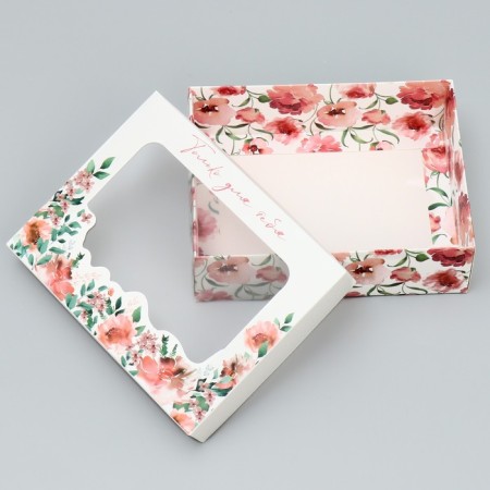 Gift box, packaging, “only for you”, flowers, 16.5 x 12.5 x 5 cm-2