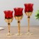 Glass candlestick set 3 pcs "glasses" height 18, 20, 22.5 cm red 22.5x7.8x7.8 cm