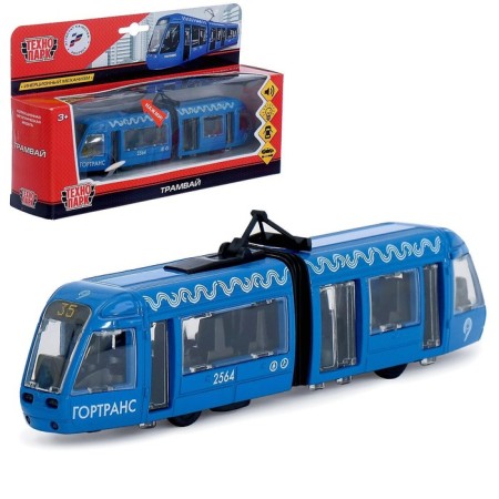 Metal tram with an accordion 19 cm, light and sound effects, inertial