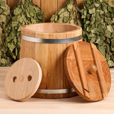 Oak tube, 10l, stainless hoop, with a lid, with a nest-3