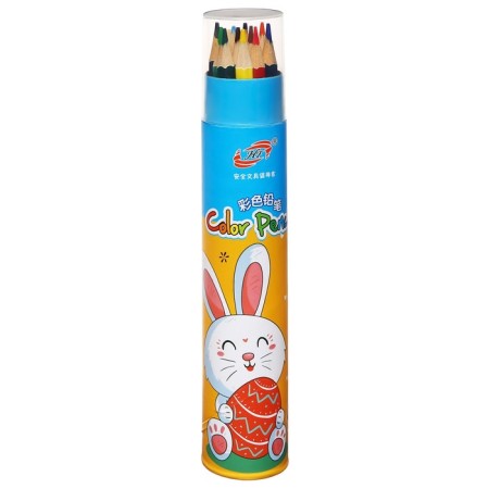 Pencils are colored, in a plastic tube, 12 colors, hexagonal housing, sharpened-1