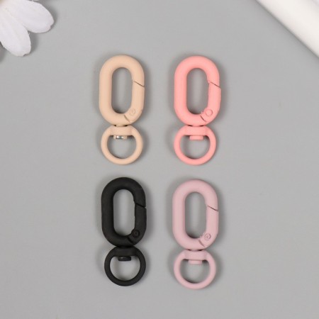 Carabiner Metal with a ring "Oval. Matte pastel" MIX 3.8x1.6 cm-1